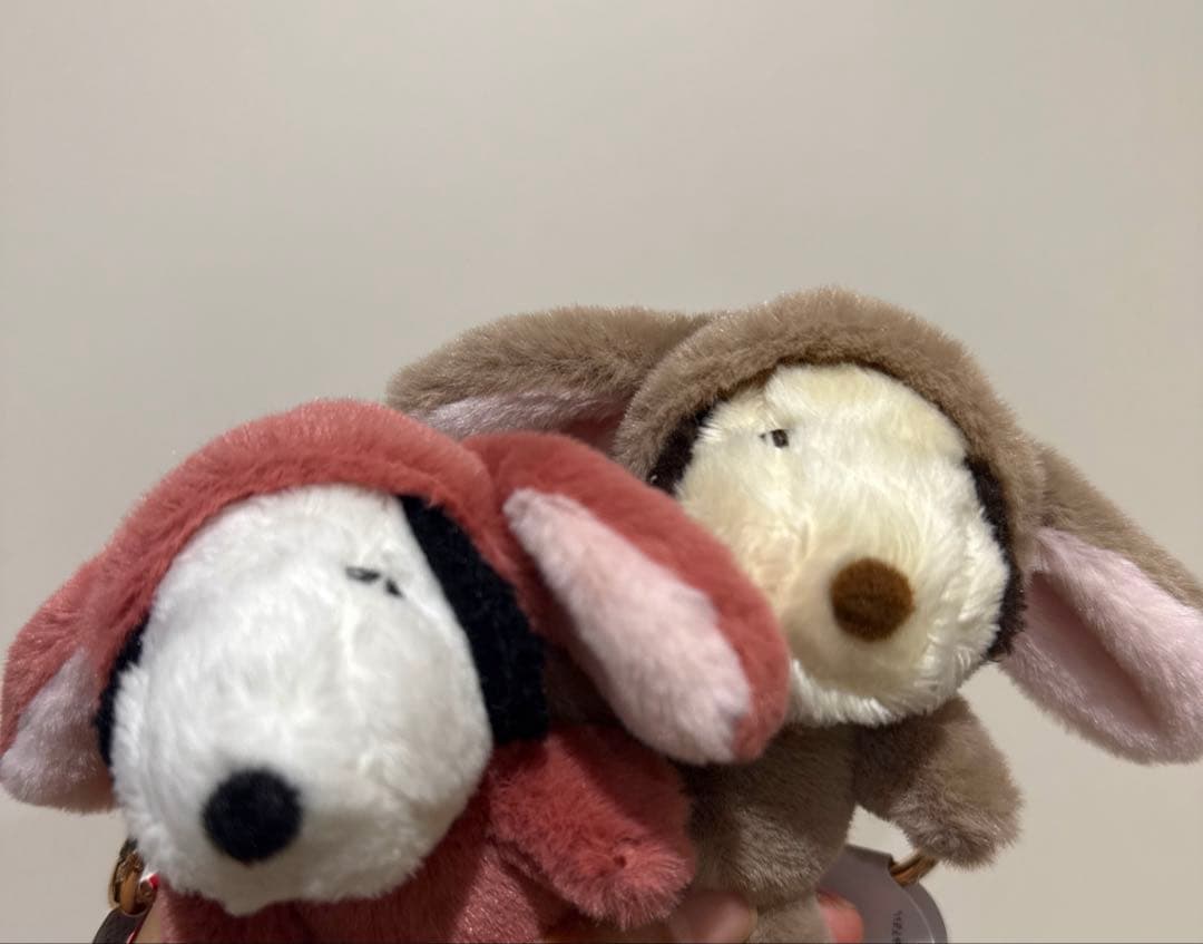 スヌーピー　ロップイヤーバニー　マスコット キー ホルダー　ブラウン&ピンク