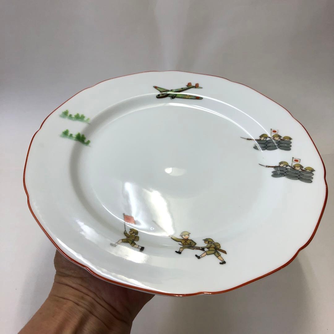 ノリタケ　軍隊図　日本陶器会社　大皿　飛行機　陸軍　戦前戦中　新品