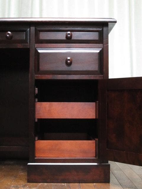 北海道民芸家具 樺 無垢材 片袖机 デスク 書斎机 国産 北民 ホクミン 民芸