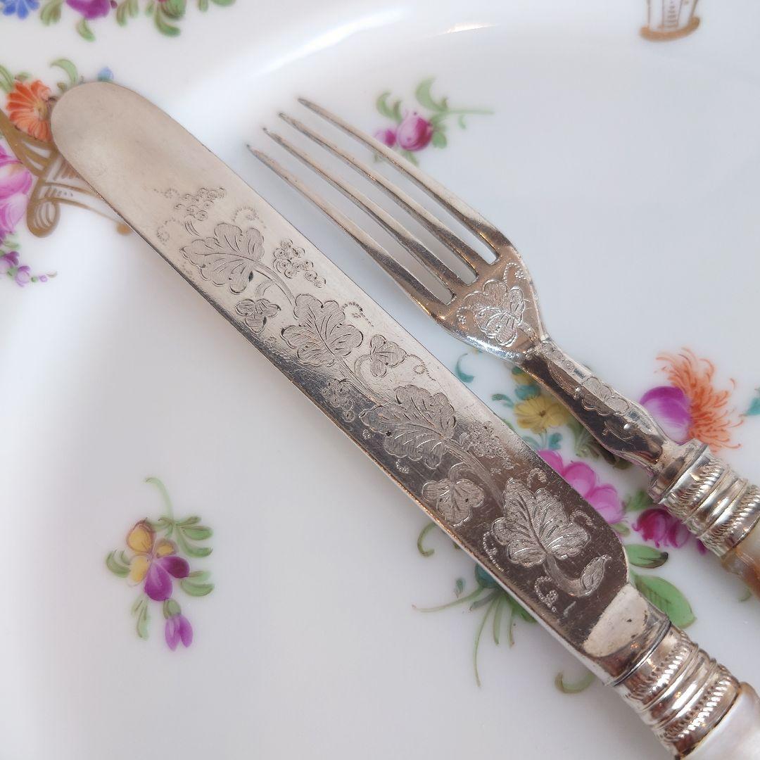 白蝶貝　カトラリーセット　マザーオブパール　アンティーク　ナイフ　フォーク