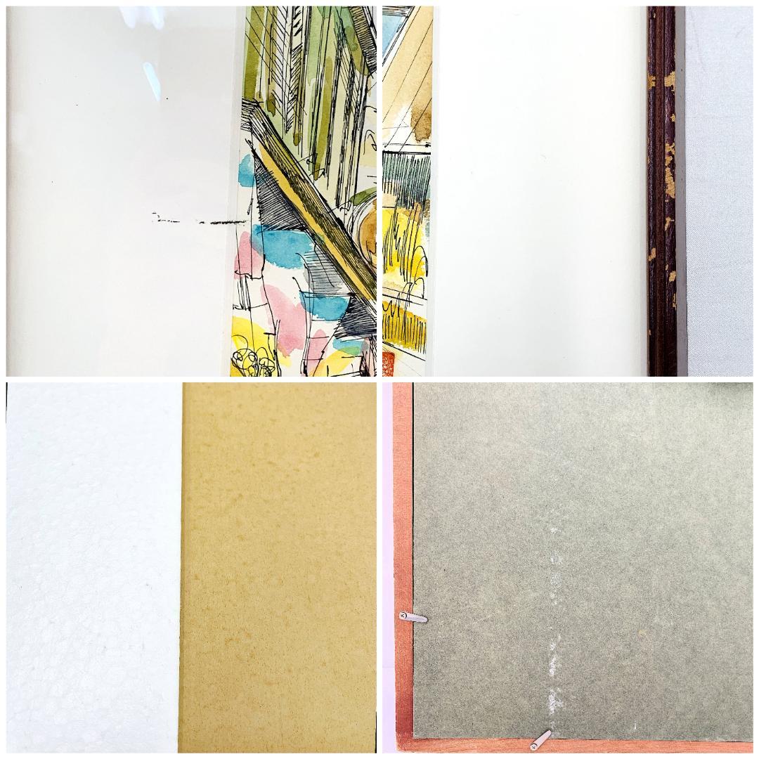 真作保証 長嶋玄文『モンマルトル』水彩・ペン画 直筆サイン入 R8SD19