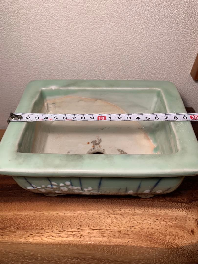 青磁長方鉢 時代鉢 盆栽 鉢植え 青磁 染付 水仙 和鉢