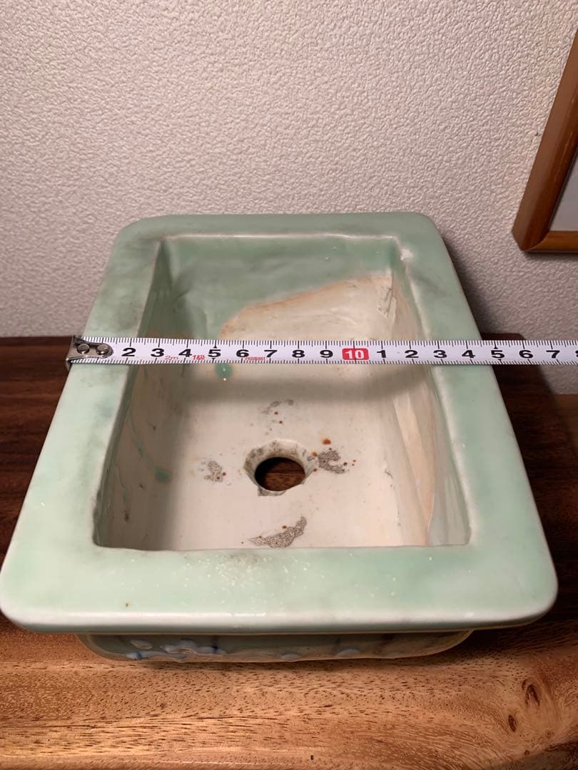 青磁長方鉢 時代鉢 盆栽 鉢植え 青磁 染付 水仙 和鉢