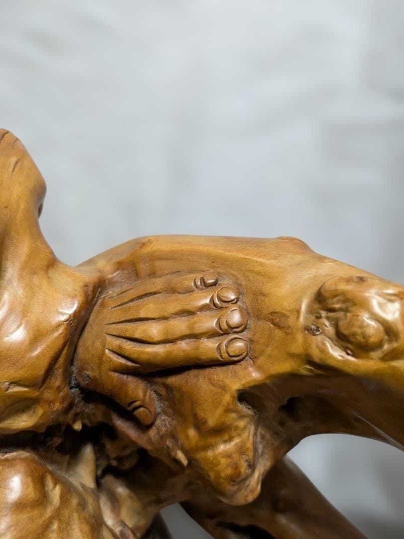 達磨大師　木製彫刻 　流木アート　置物　レトロ　ビンテージ　アンティーク木彫り