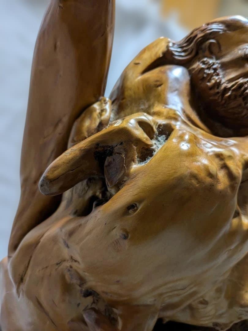 達磨大師　木製彫刻 　流木アート　置物　レトロ　ビンテージ　アンティーク木彫り