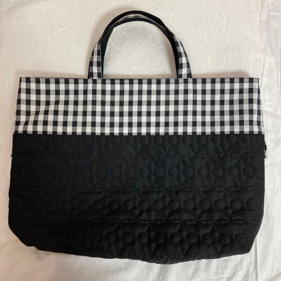 ギンガムチェック　フリル　レッスンバッグ　ハンドメイド