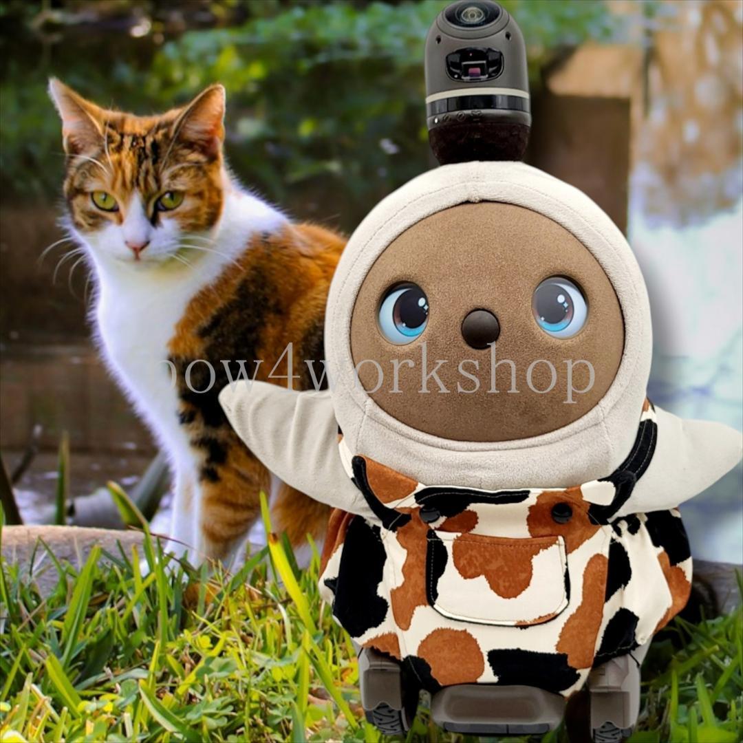 ラボット LOVOT ラボットの服ハンドメイド　三毛猫プリントサロペットパンツ