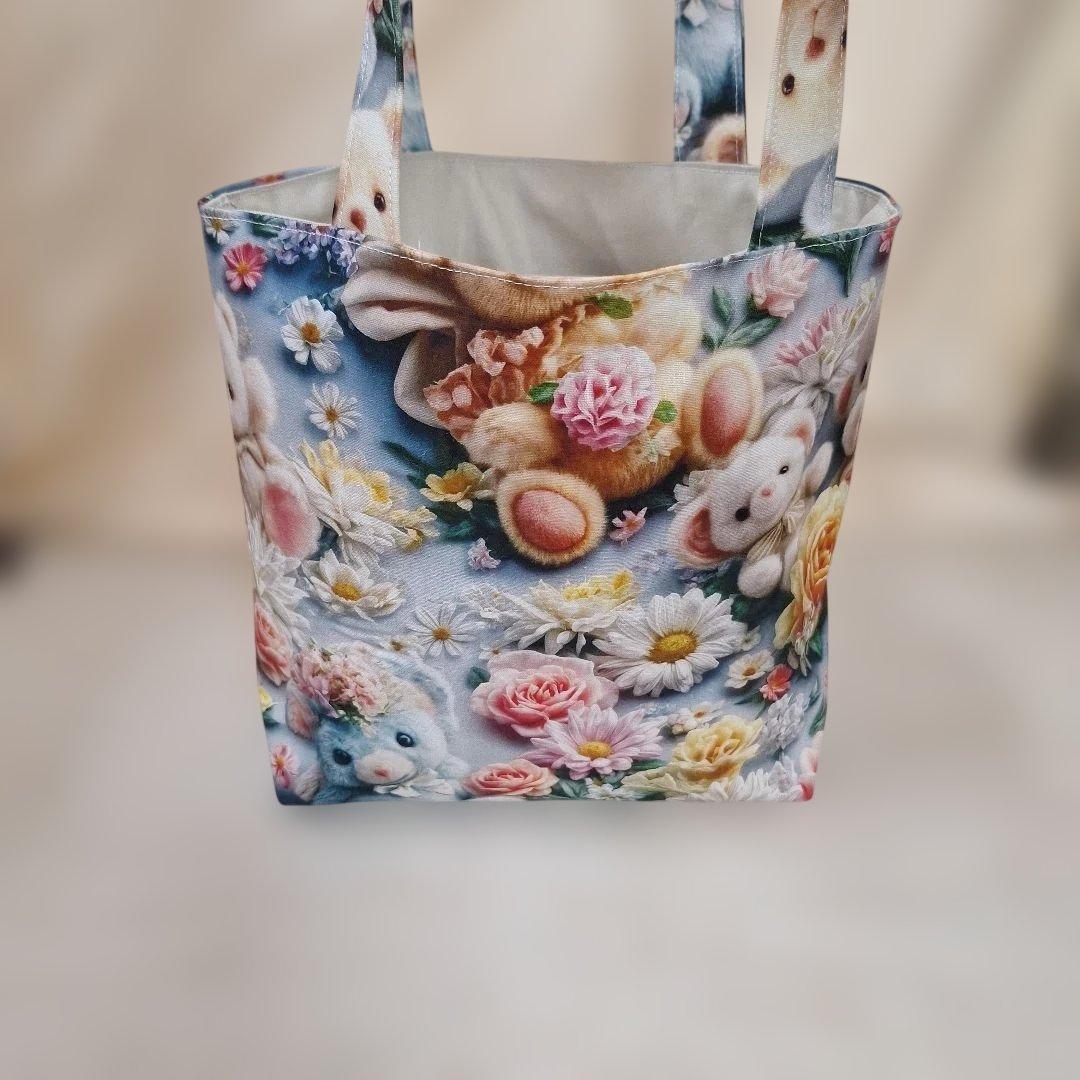 ねこパネル生地　ハンドメイド　ミニバック