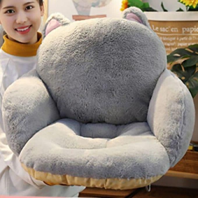 ３個セット 猫のチェアクッション☆　椅子 クッション 座椅子 猫 グレー