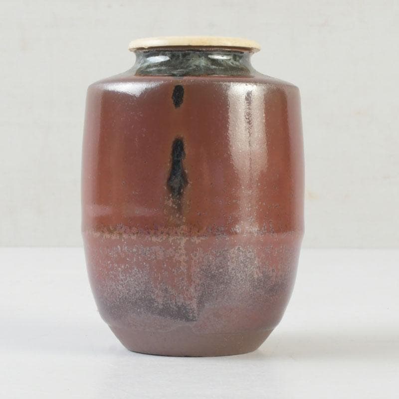 茶道具　高取焼　宝珠窯　野間雅山作　茶入　仕覆付　共箱　V　9907