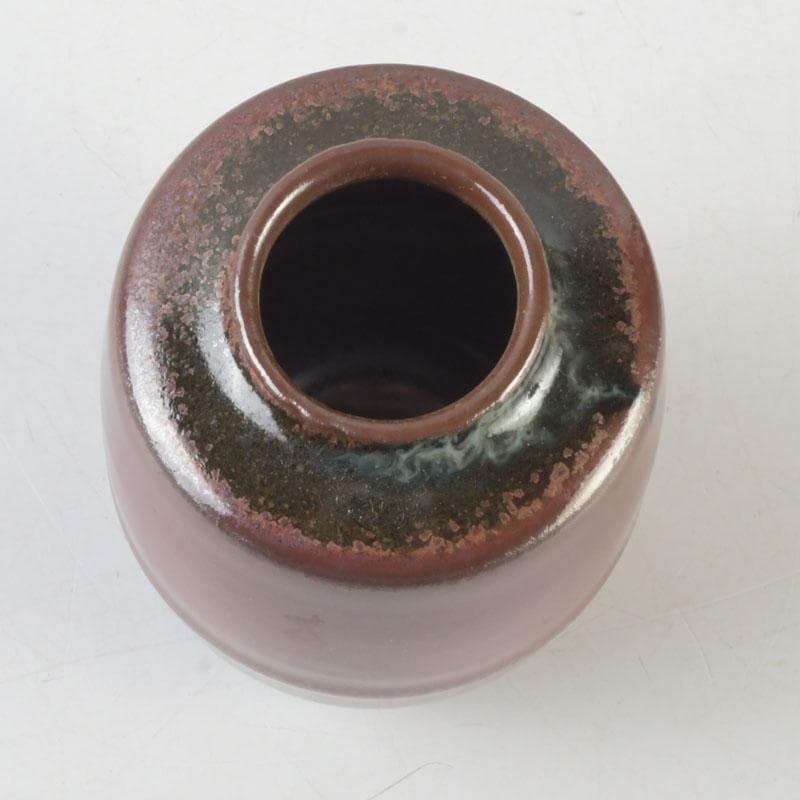 茶道具　高取焼　宝珠窯　野間雅山作　茶入　仕覆付　共箱　V　9907
