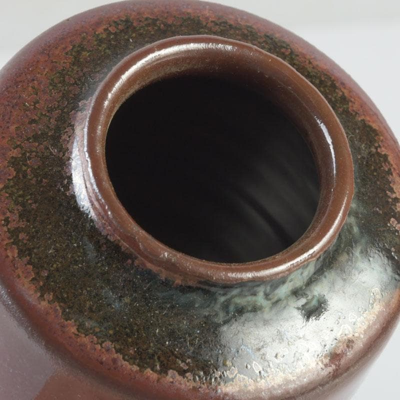 茶道具　高取焼　宝珠窯　野間雅山作　茶入　仕覆付　共箱　V　9907