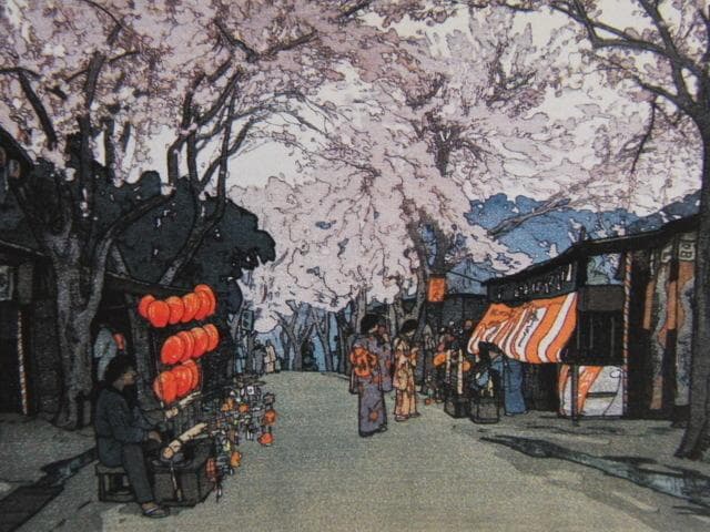 吉田博、花盛り、希少な額装用画集より、新品高級額装付、状態良好
