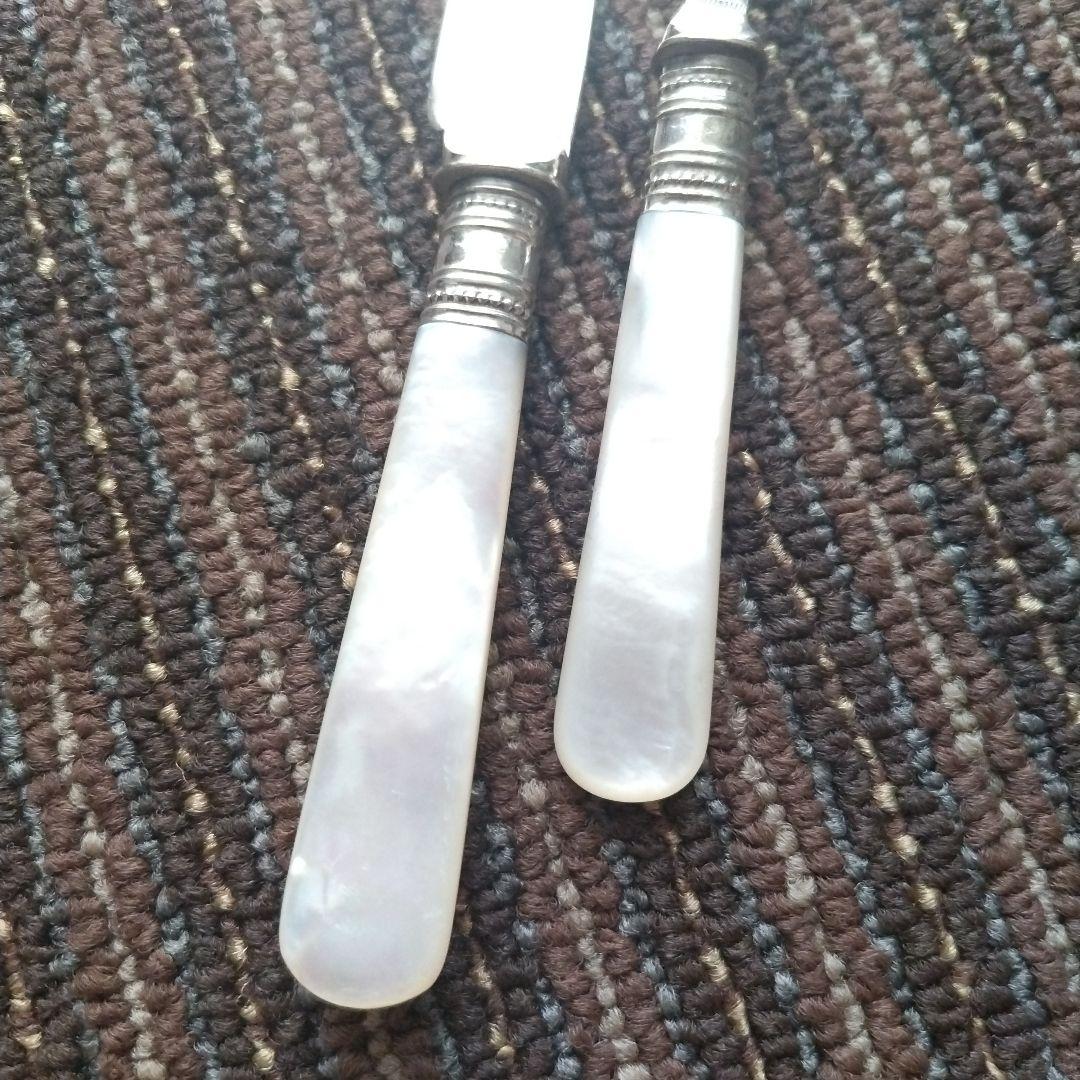 【美品】イギリス　JBC&S　マザーオブパール　デザートナイフ＆フォークセット