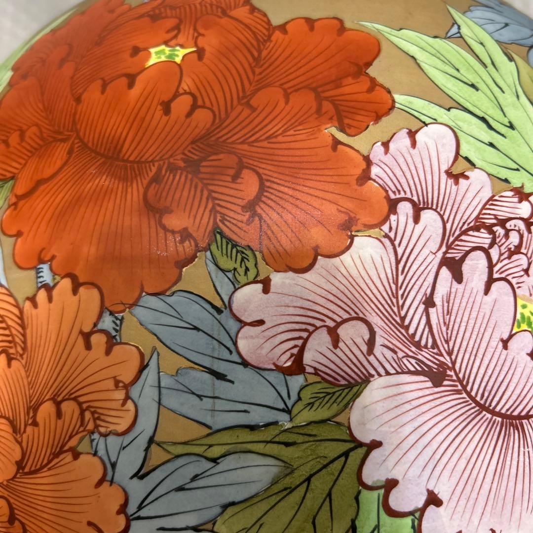 憲山窯　大きな花瓶　壺　牡丹
