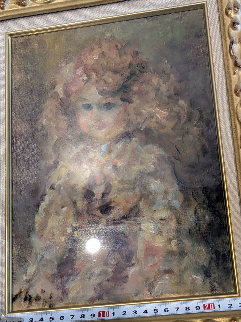 印象派 人物画 金色フレーム　ヴィンテージ　　額　作者不明