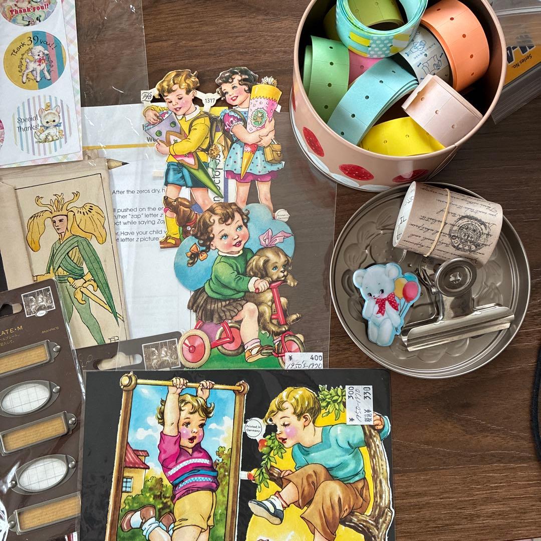 紙モノ　コラージュ素材　ノート　スタンプ　おすそわけファイル　ジャンクジャーナル