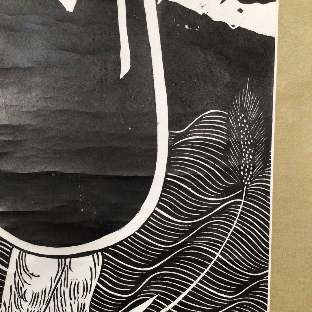 No3549掛軸　中国美術　拓本　達磨渡江図　合箱/畳箱付  仏教美術　送料無料