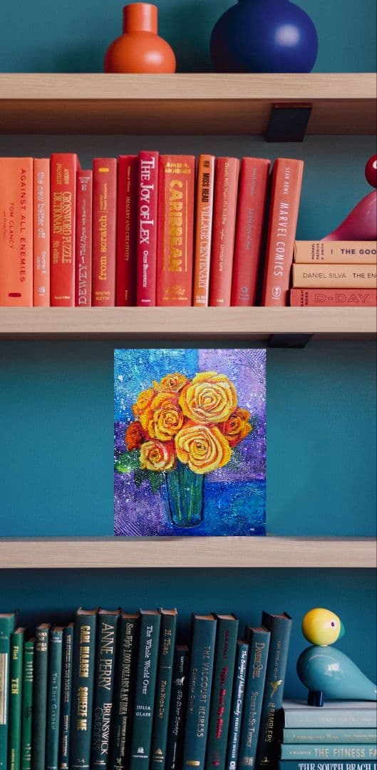 油絵 油彩 油彩画 絵 絵画 【黄色薔薇】