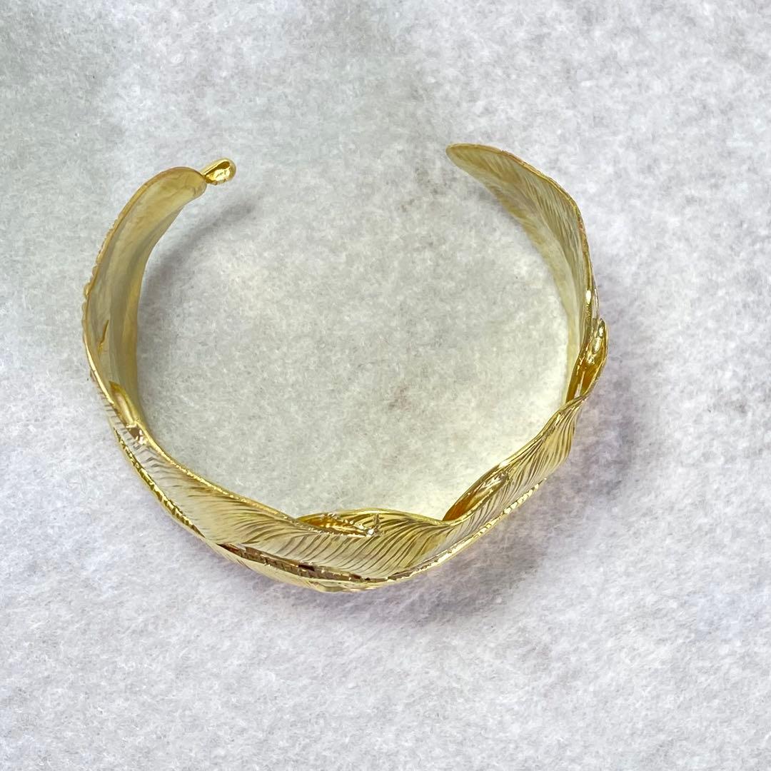 幅45mm 真鍮フェザーバングル 真鍮色仕上げ ハンドメイド