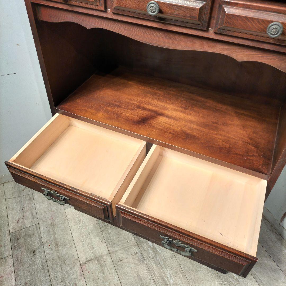 M♦カリモク家具　コロニアル　カップボード　食器棚　レンジボード