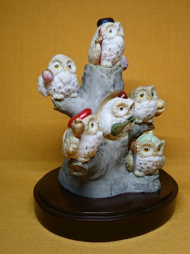 七福神　フクロウ　彫像　オブジェ　置物　インテリア　工芸品　美術品　A1295