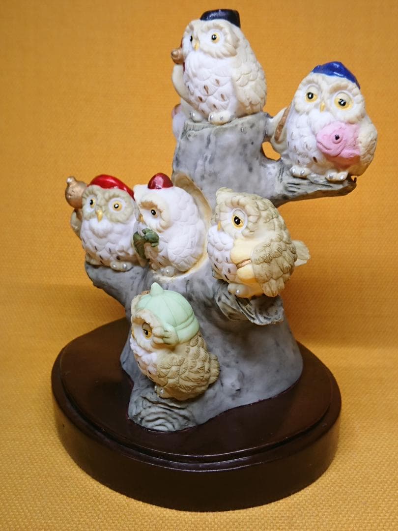 七福神　フクロウ　彫像　オブジェ　置物　インテリア　工芸品　美術品　A1295