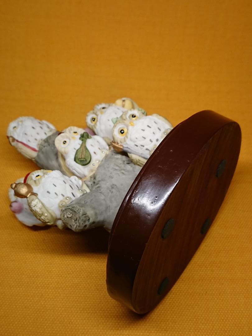 七福神　フクロウ　彫像　オブジェ　置物　インテリア　工芸品　美術品　A1295