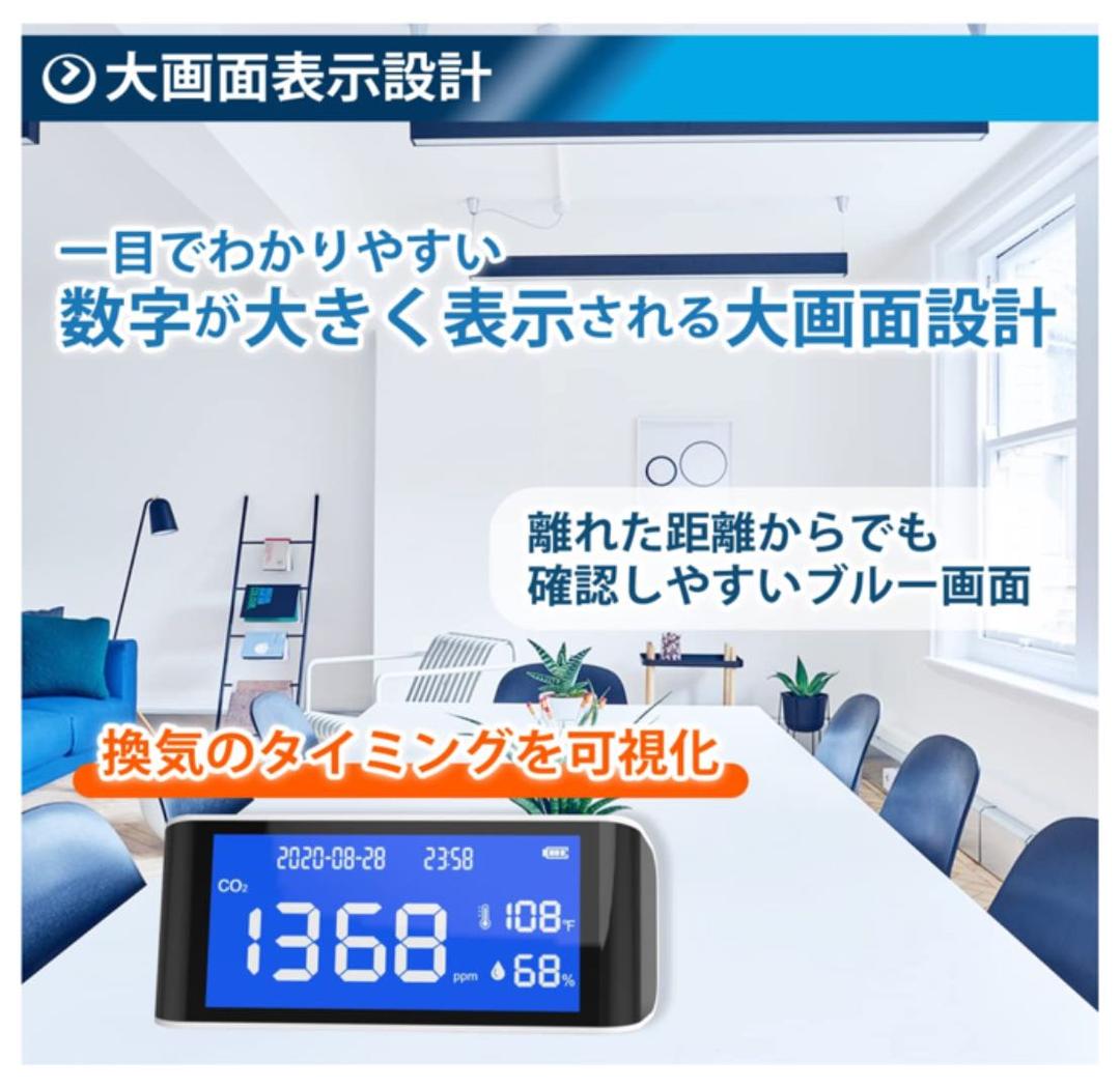 二酸化炭素濃度計  体調管理　時計　CO2検査　安心の備え