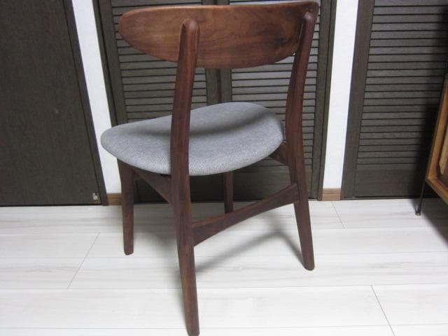 NOCE/ノーチェ ウォールナット天然木チェア MK11A ライトグレー　①