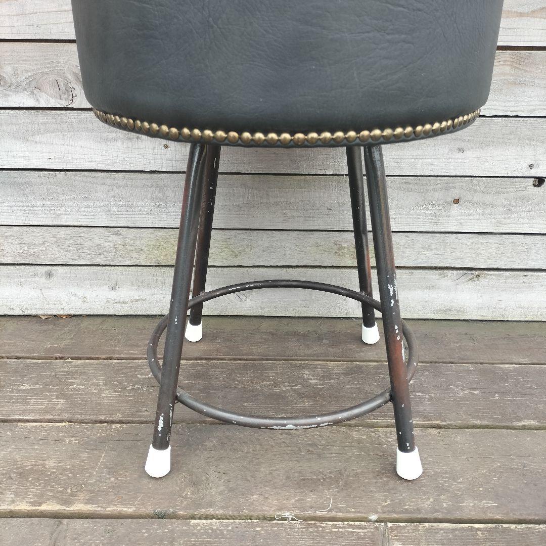 M♦インダストリアル　ヴィンテージ スツール　バースツール　クッション付き