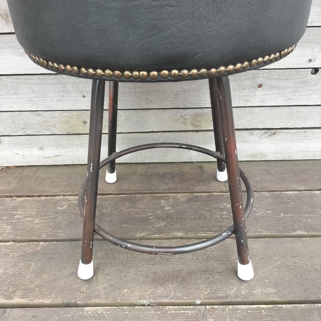 M♦インダストリアル　ヴィンテージ スツール　バースツール　クッション付き