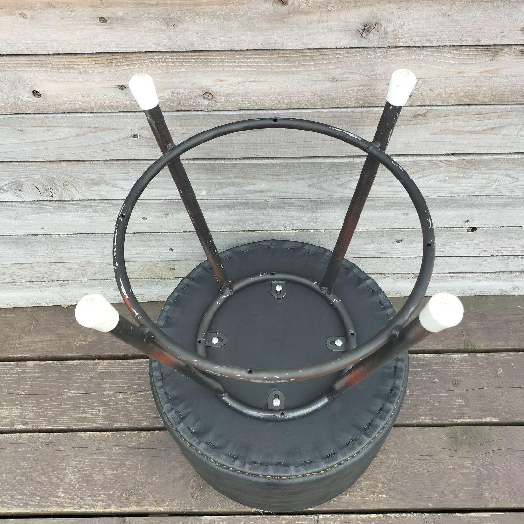 M♦インダストリアル　ヴィンテージ スツール　バースツール　クッション付き