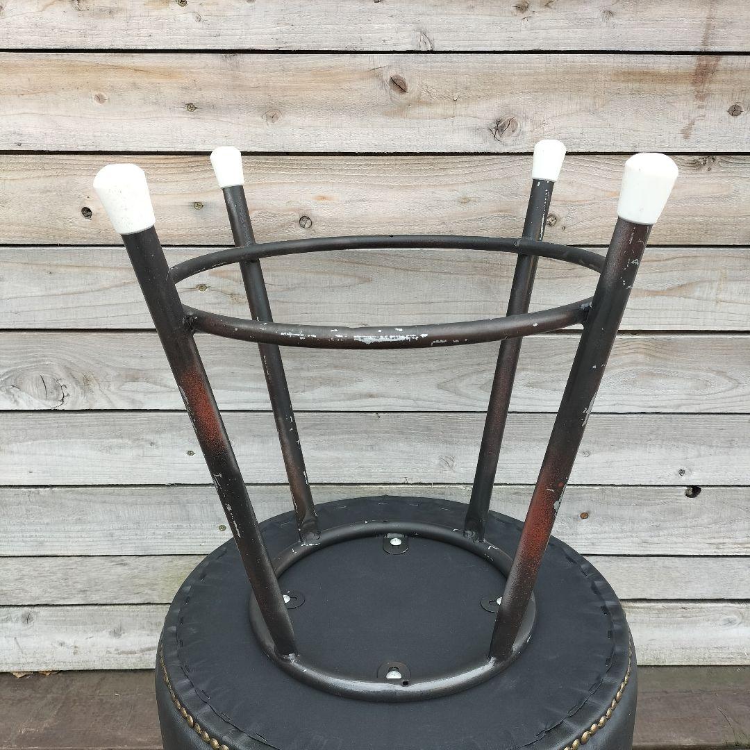 M♦インダストリアル　ヴィンテージ スツール　バースツール　クッション付き