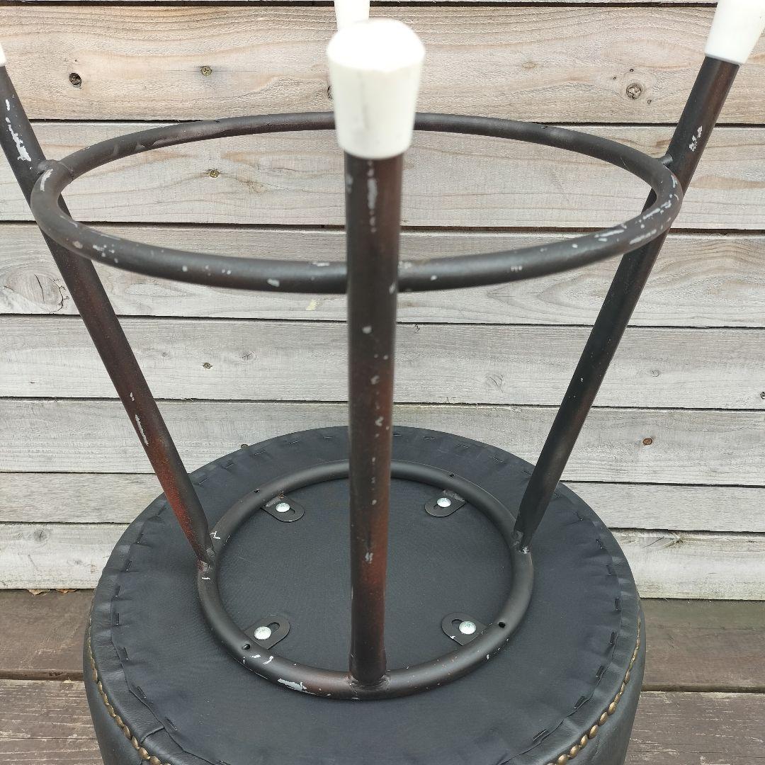 M♦インダストリアル　ヴィンテージ スツール　バースツール　クッション付き