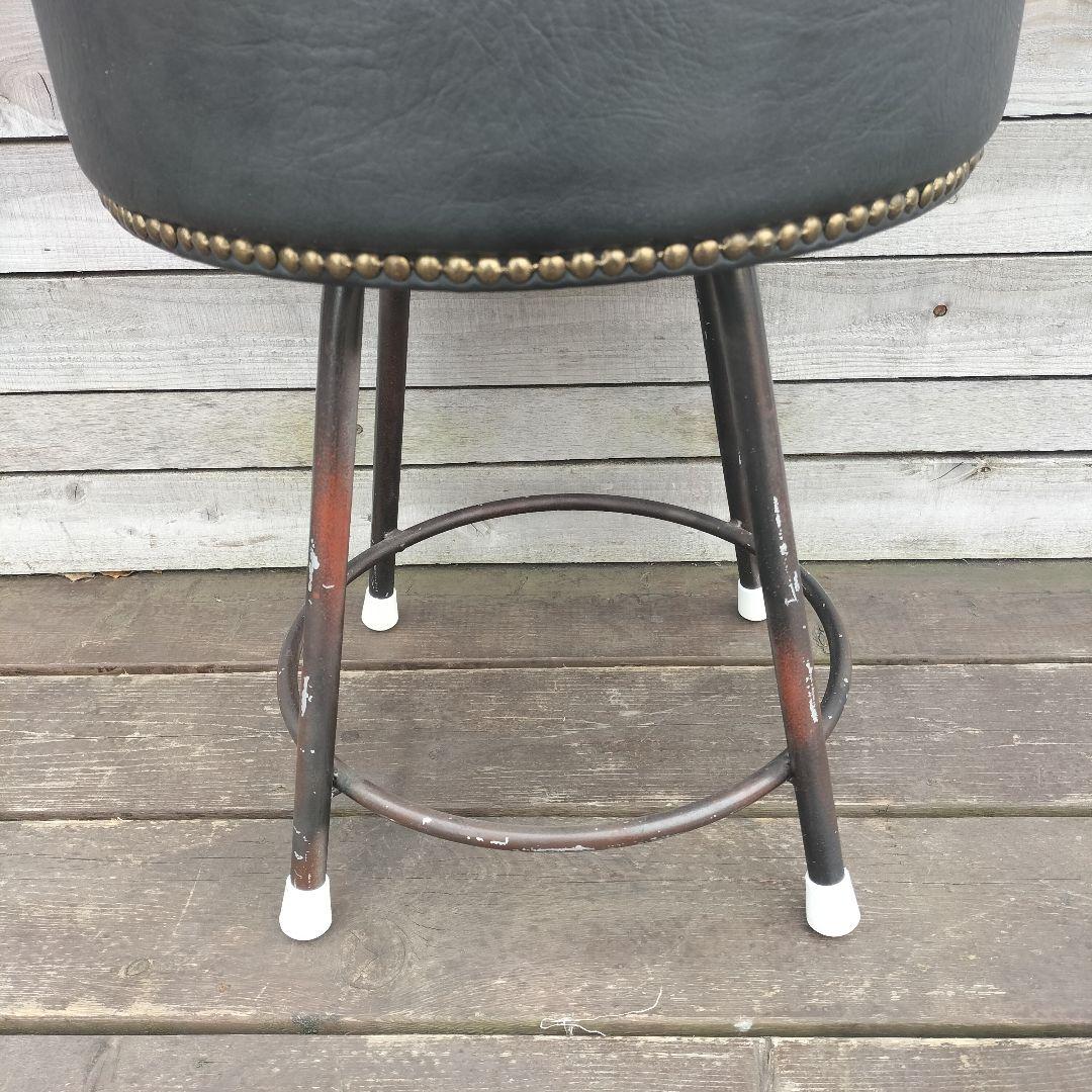 M♦インダストリアル　ヴィンテージ スツール　バースツール　クッション付き