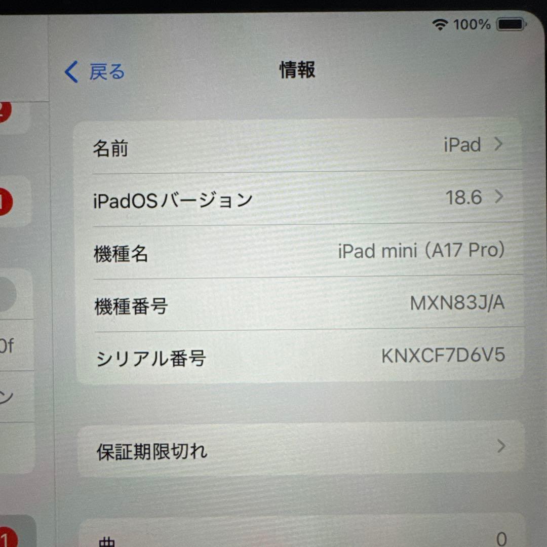 【バッテリー100%】iPad mini A17Pro 128GB スターライト