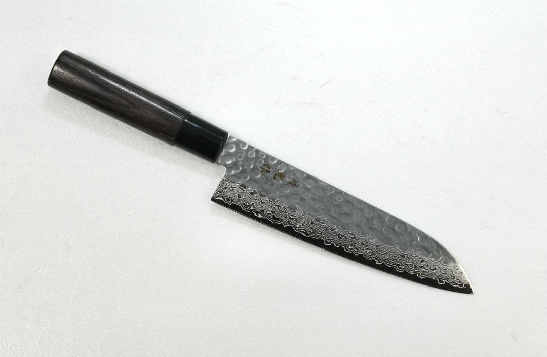 AUS10 ダマスカス 三徳包丁 180㎜ G1805 焼柄 月光作