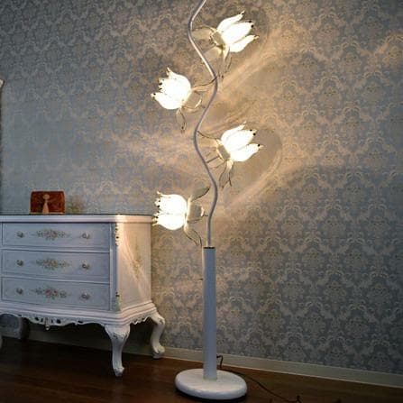 フロアランプ 硝子フラワー 4灯 ホワイト