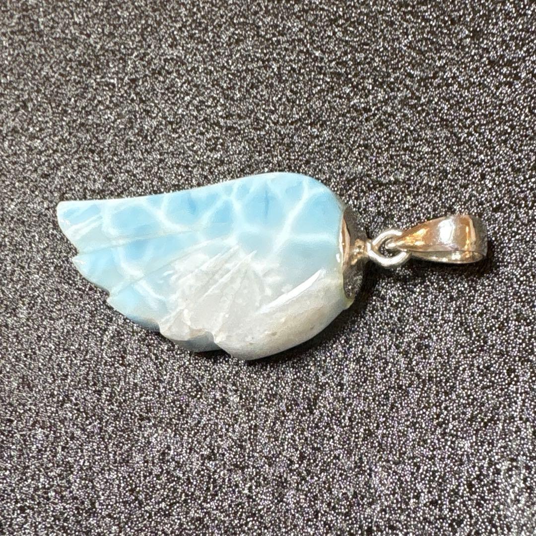 ラリマー　羽根　ペンダントトップ