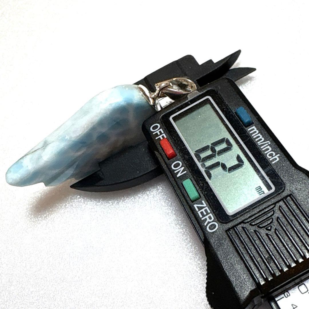 ラリマー　羽根　ペンダントトップ