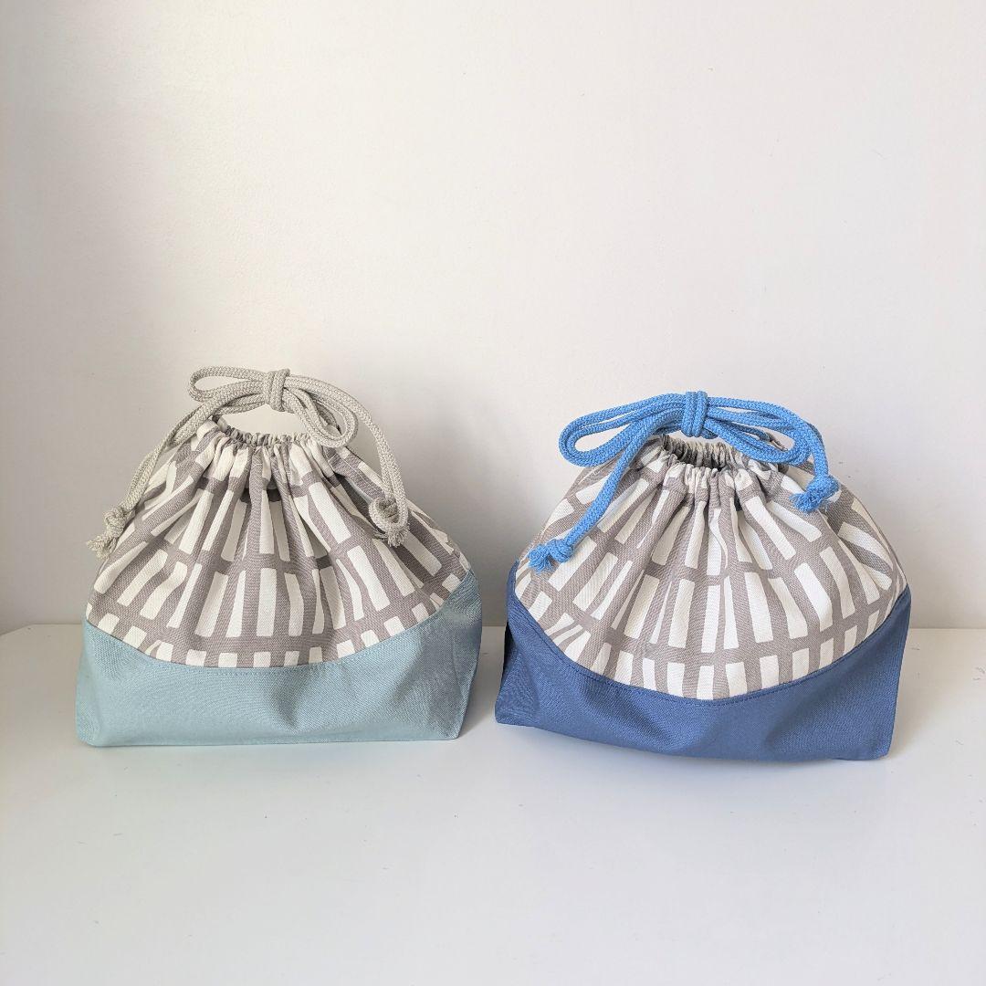 裏地キルティング大きめレッスンバッグ、上履き袋、体操着袋、大きめお弁当袋2点