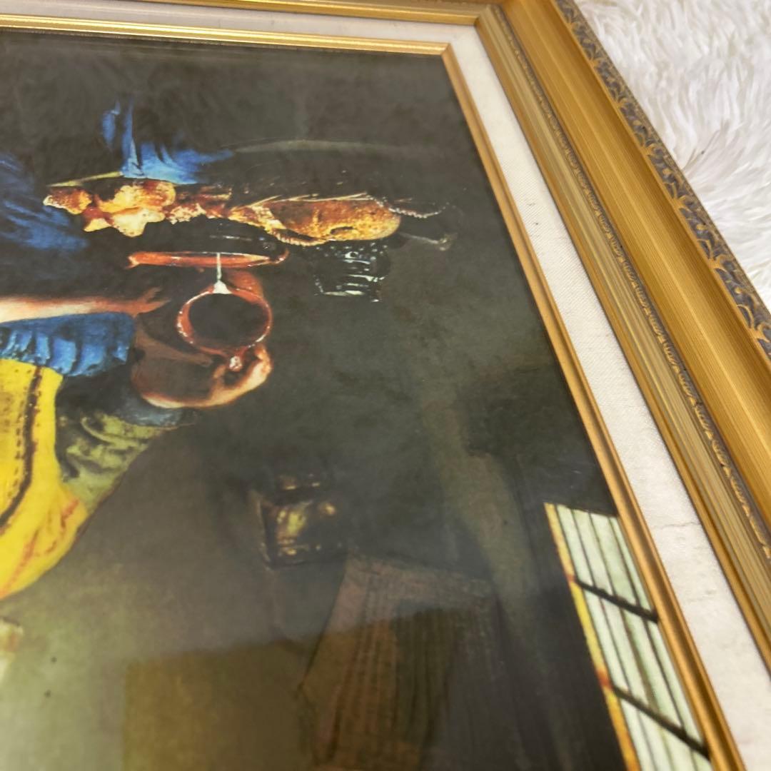 フェルメール　「牛乳を注ぐ女」 立体複製画　額縁付き