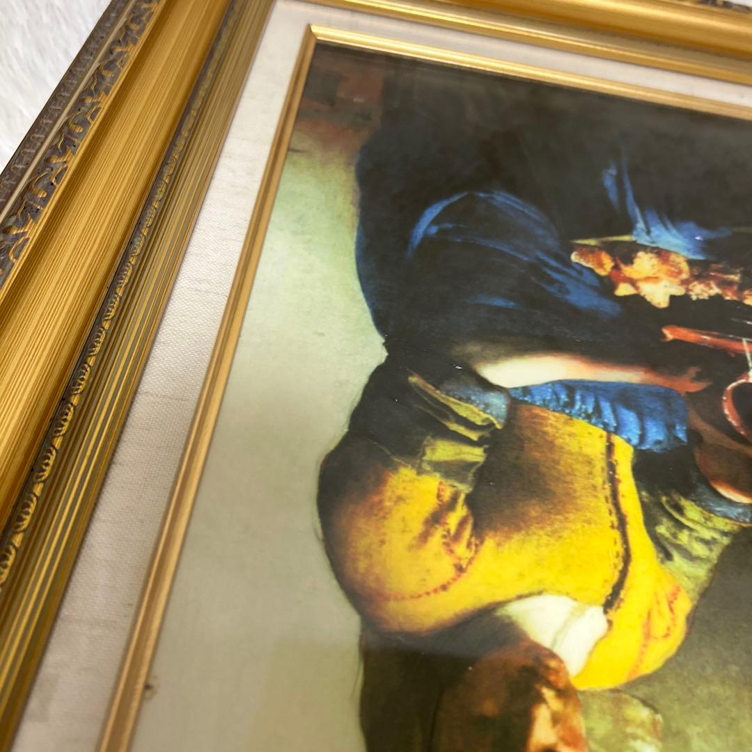 フェルメール　「牛乳を注ぐ女」 立体複製画　額縁付き