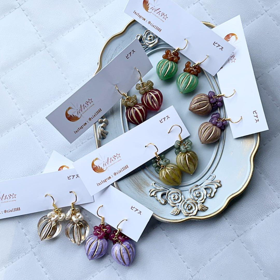 149韓国ハートビーズピアス、イヤリング クリア