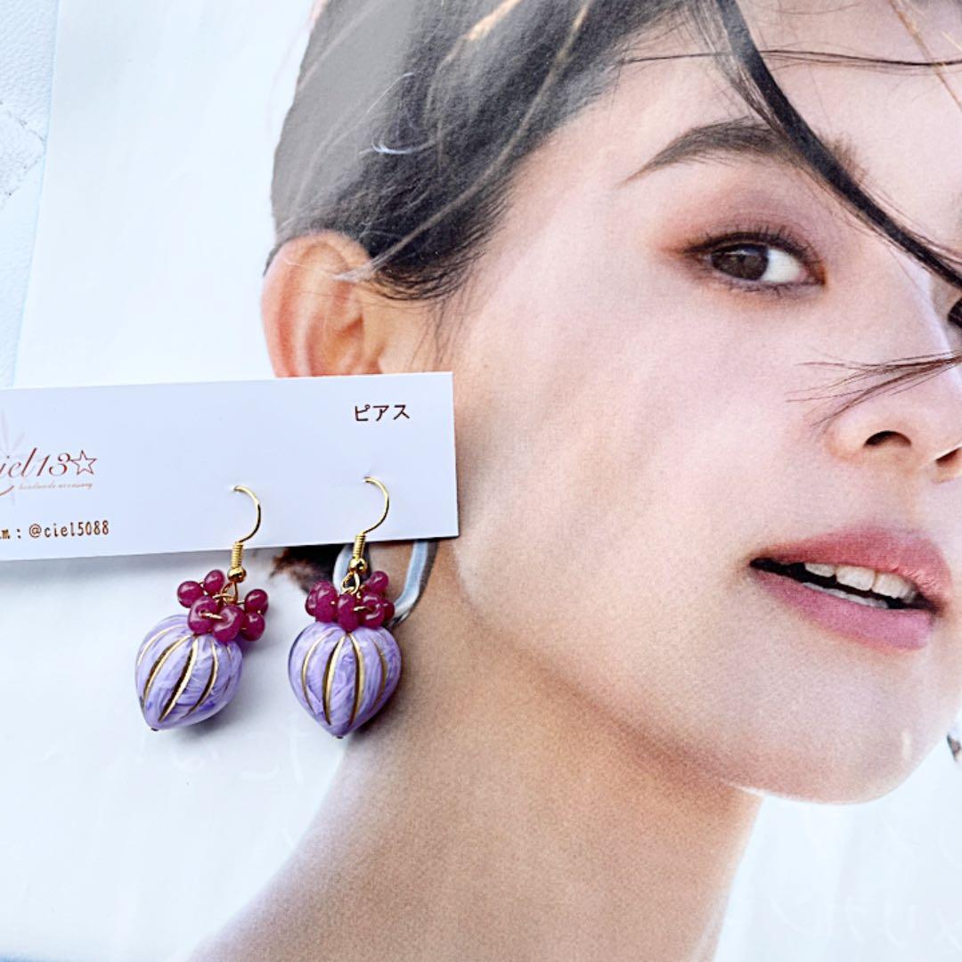 149韓国ハートビーズピアス、イヤリング クリア