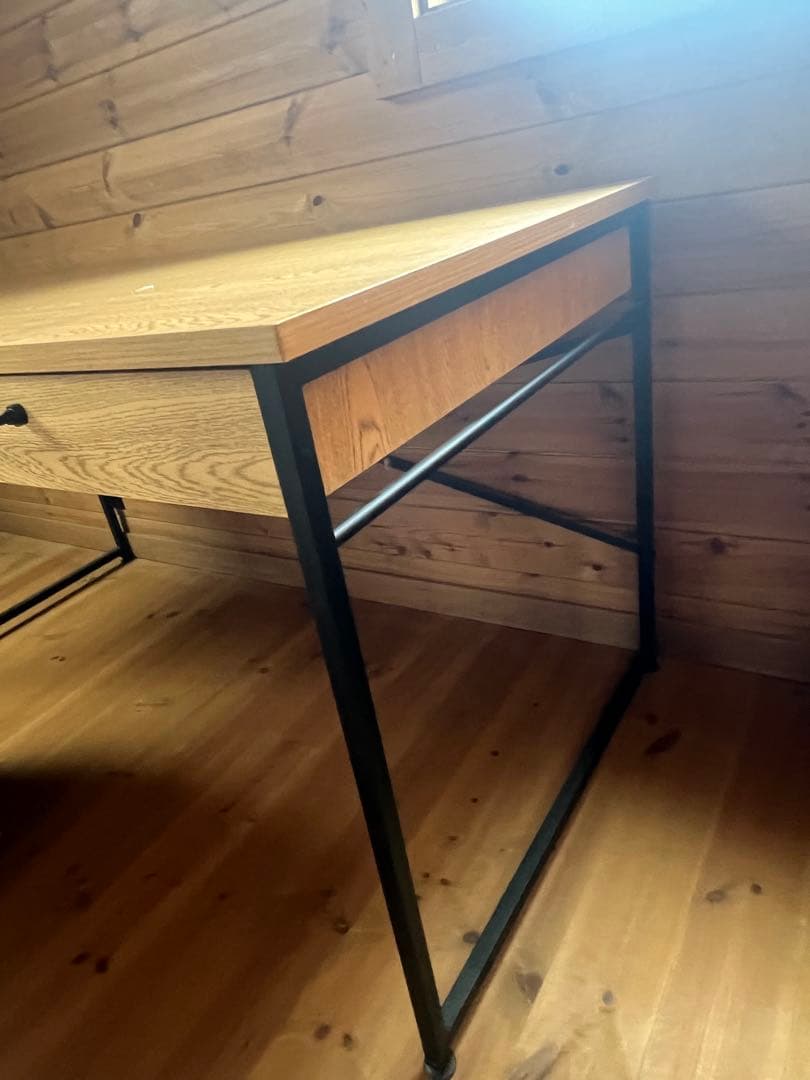 【美品LOWYA】ナチュラルカラーデスク キャスター付きキャビネットセット