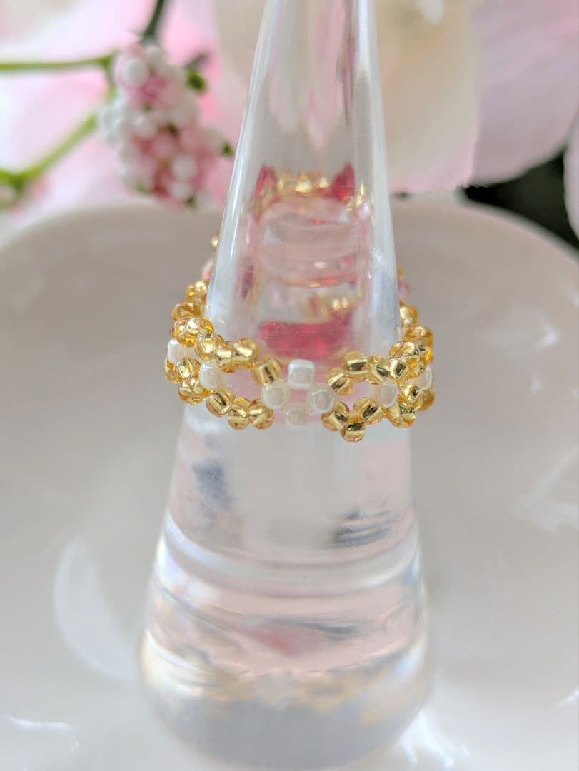 スワロフスキー　ビーズネックレス　ローズサテン　ハンドメイド