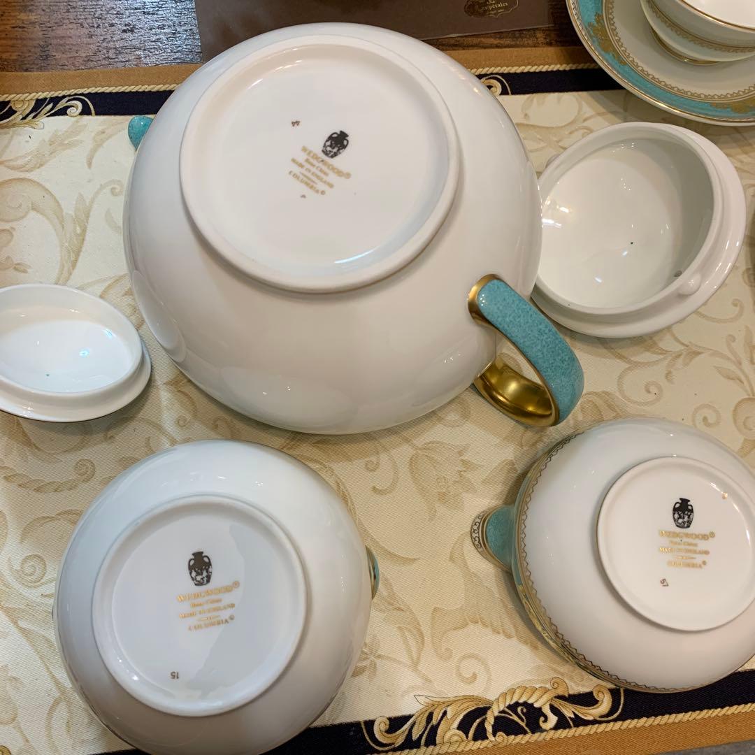未使用　ウェッジウッド コロンビア　パウダー　ターコイズ　ティーカップ　ポット