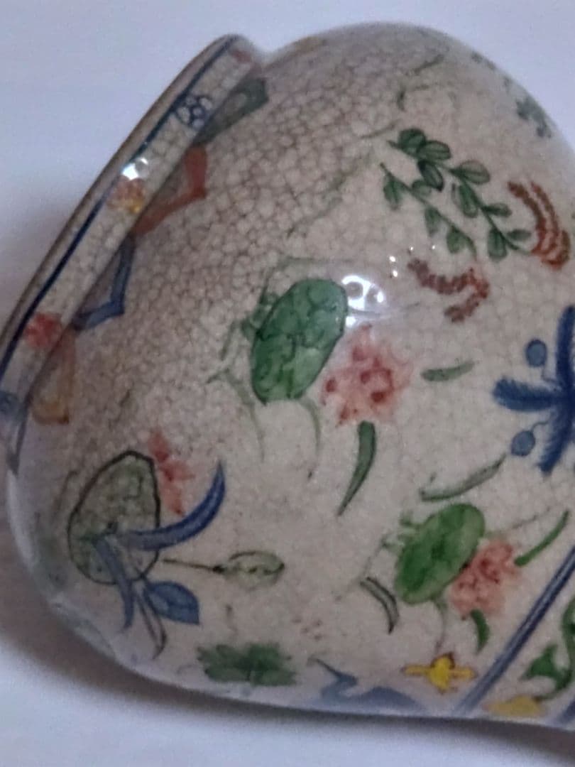 中国美術　骨董　五彩花鳥図　万暦　花瓶